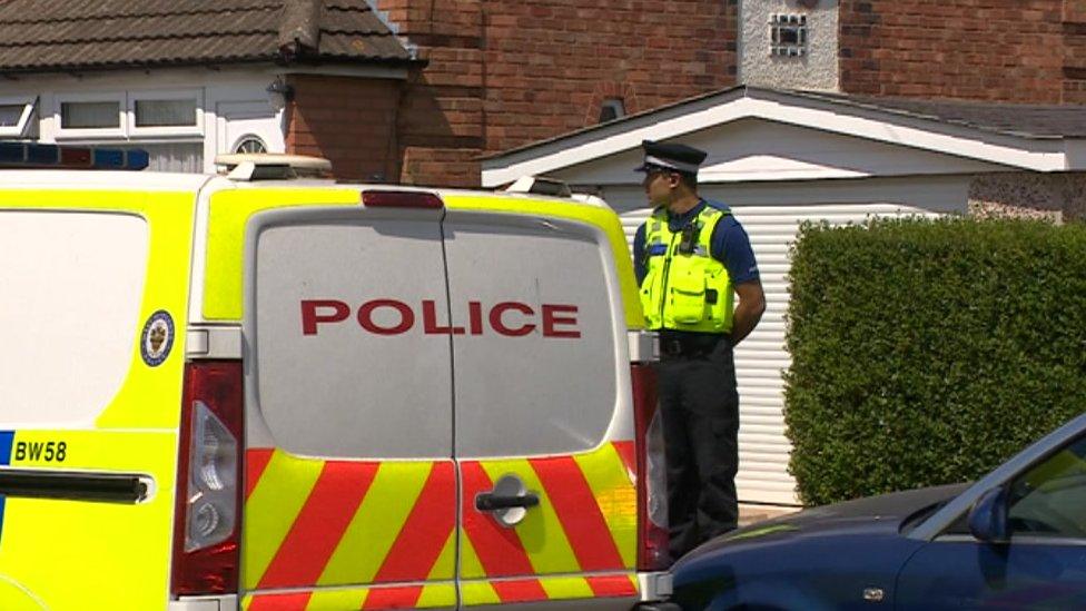 Police outside scene of the crime on Sandmere Road