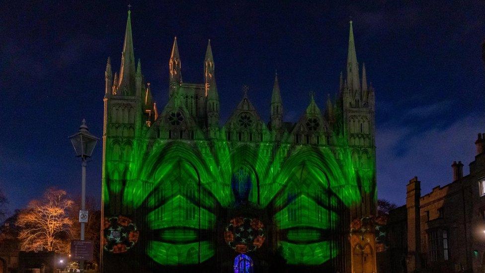 Peterborough Cathedral lights