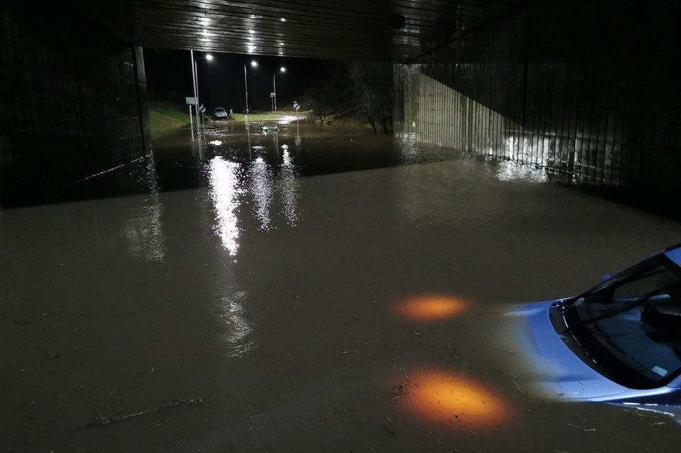 Car in floodwater