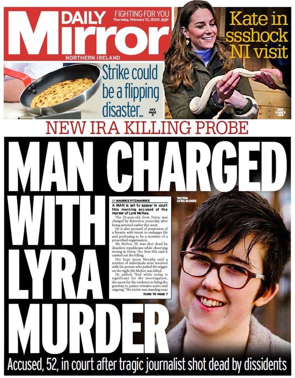 Front page of the Daily Mirror