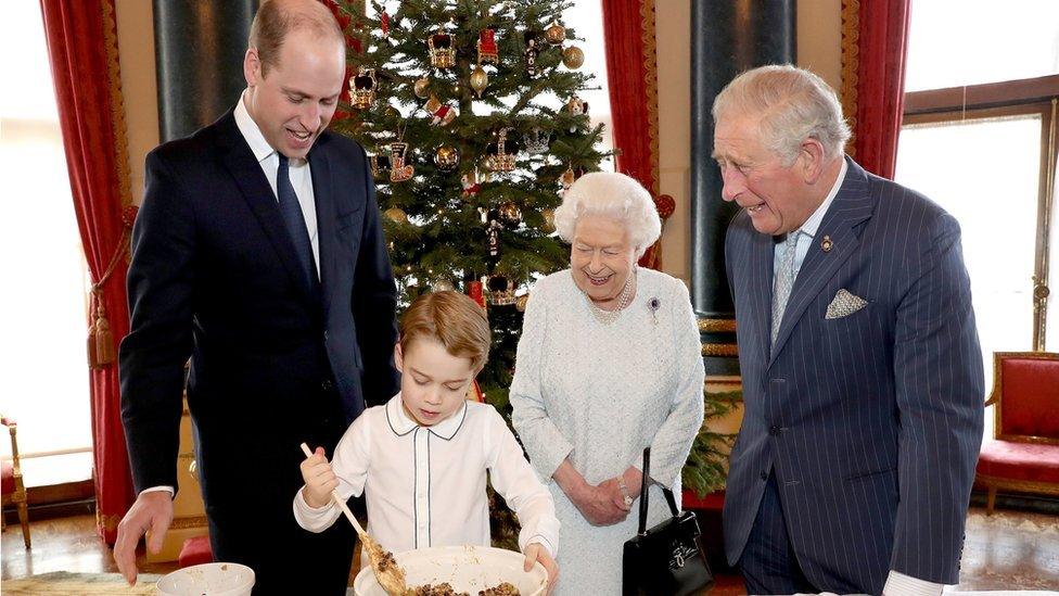 The Queen, Prince Charles, Prince William and Prince George made Christmas puddings last month.