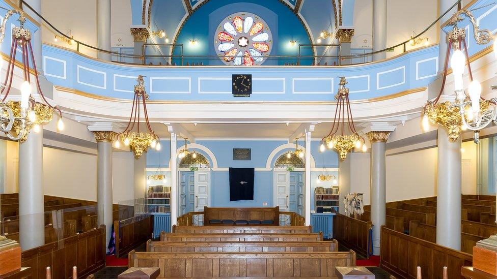 Inside the synagogue