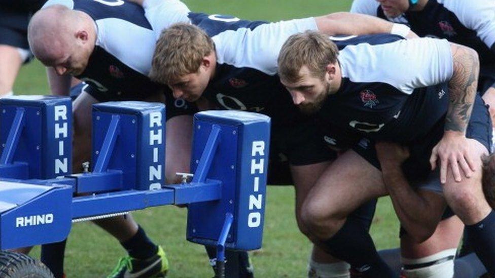 The England team training with Rhino equipment