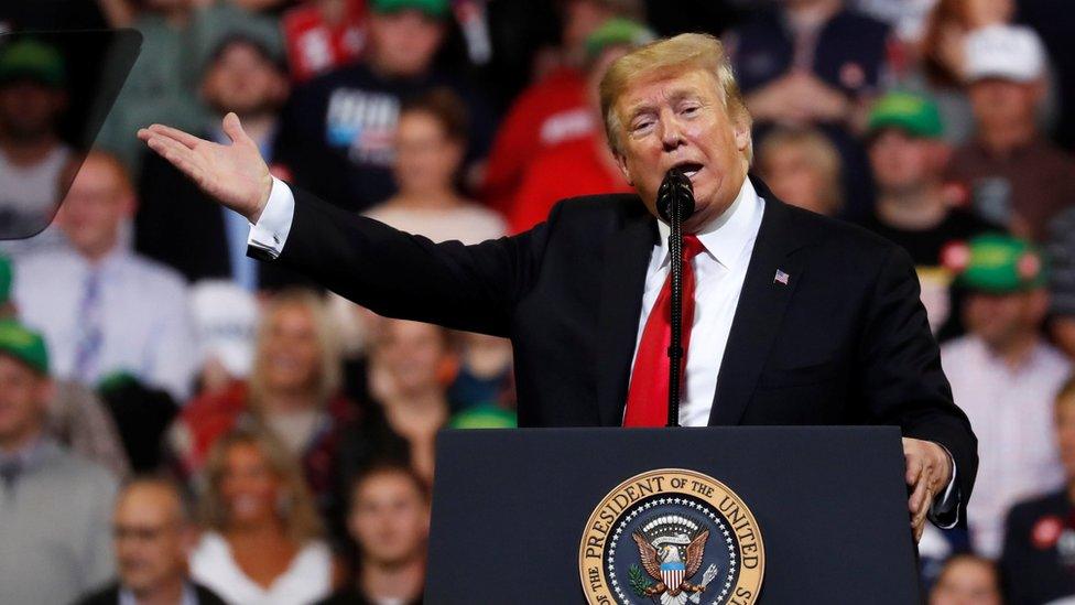 President Donald Trump at the Mid-America Center on 9 October 2018 in Council Bluffs. Iowa