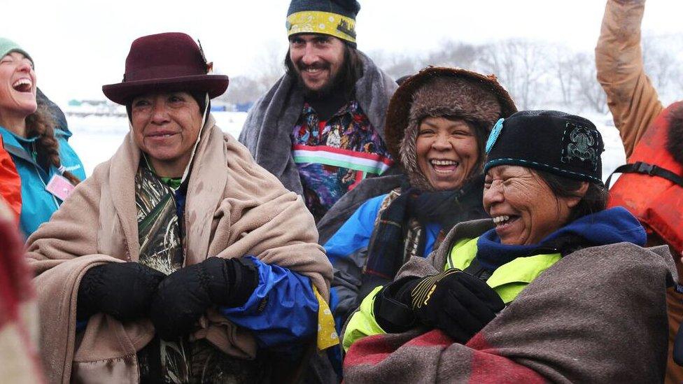 Ladies laughing in Oceti Sakowin Camp.