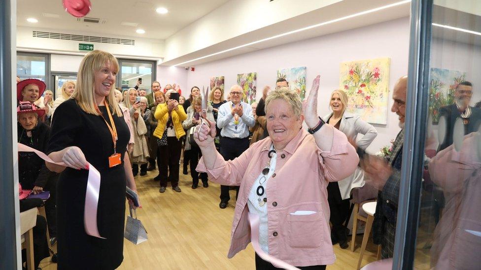 Glennis Hooper at the opening of the new Crazy Hats lounge at Kettering General Hospital