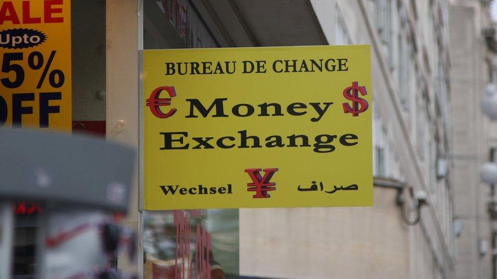 Bureau de change sign in London