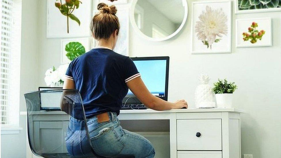 Woman working at home