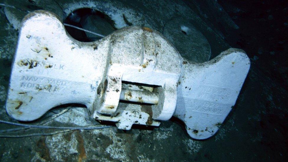 An anchor on the sunken USS Indianapolis