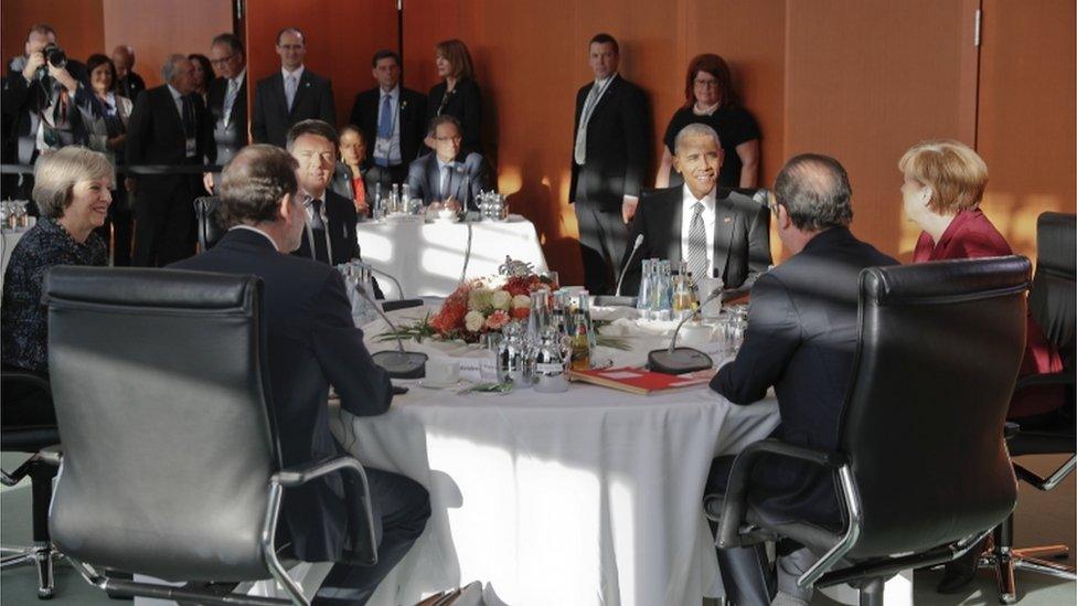 Barack Obama with European leaders in Berlin