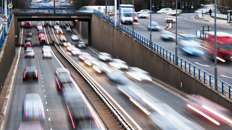 Cars travelling through Birmingham