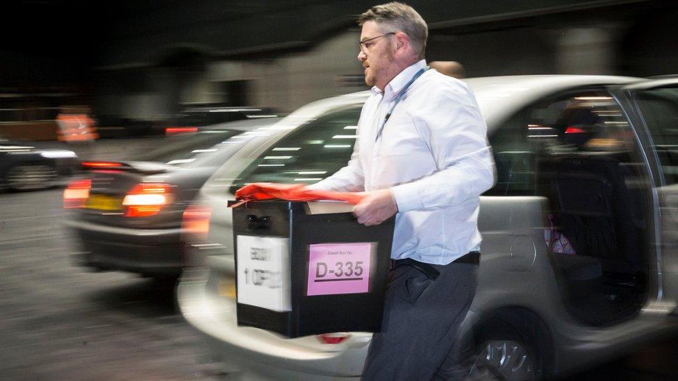 Ballot boxes arrive at Manchester Central