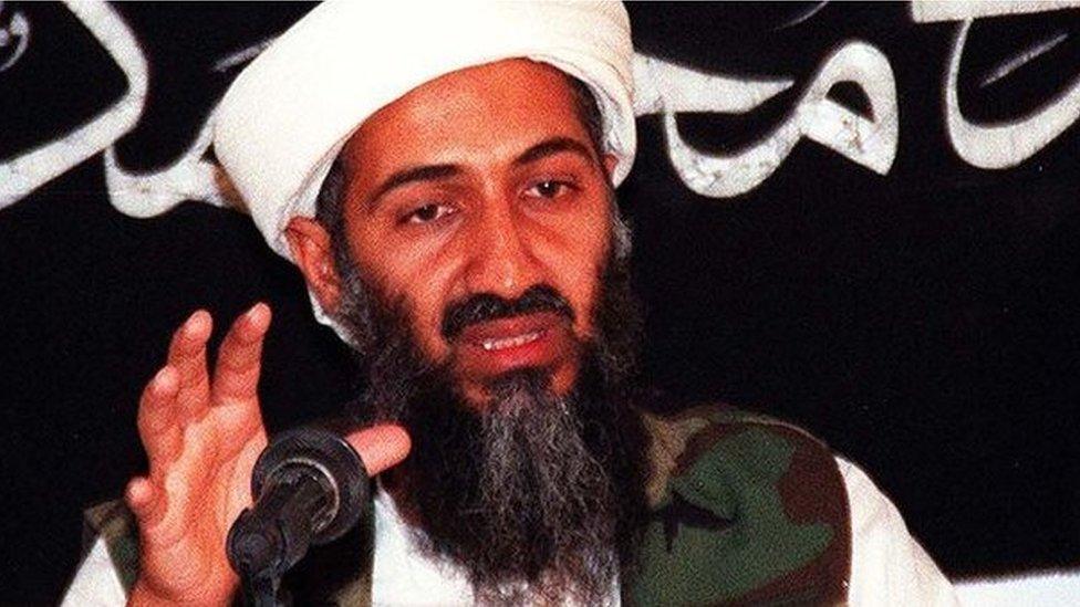 This undated file picture shows Saudi dissident Osama Bin Laden speaking at an undisclosed place inside Afghanistan.