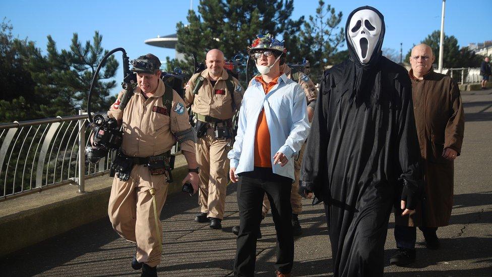 A group of people taking part in the Horror-on-Sea Film Festival