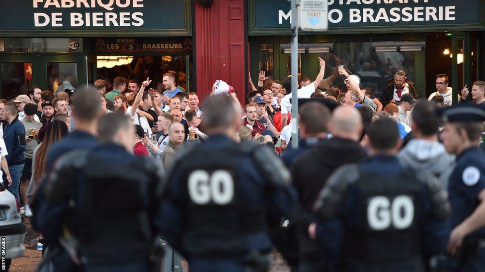 Police and fans in Lille