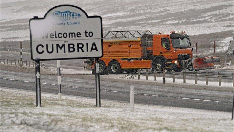 Storm Barra: Snow plough in Cumbria