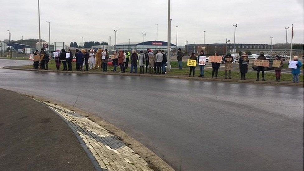 Protesters at Humberside Airport