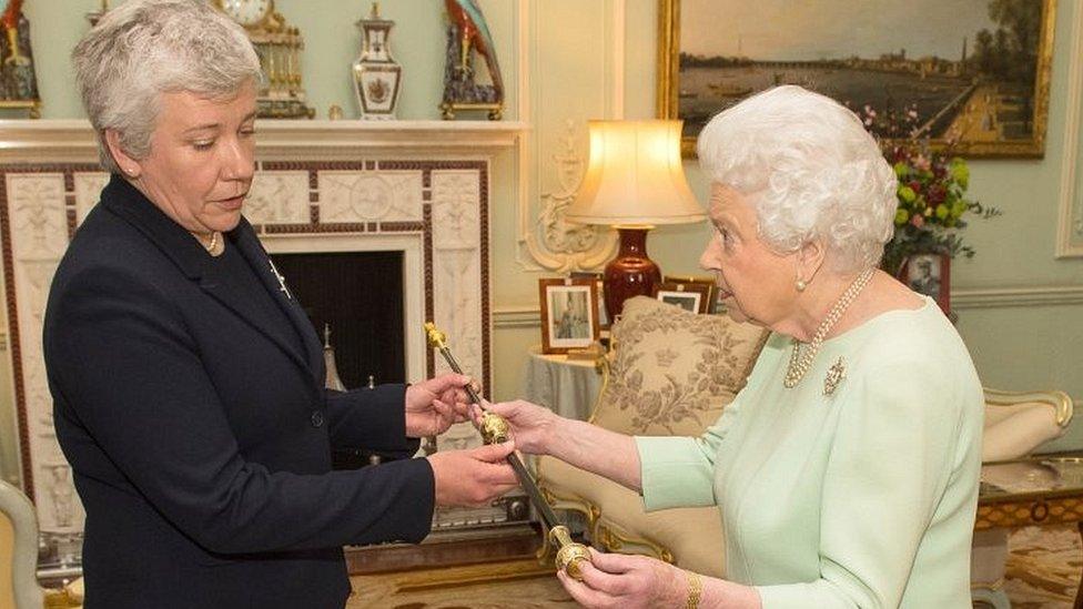 The Queen and the new Black Rod, Sarah Clarke