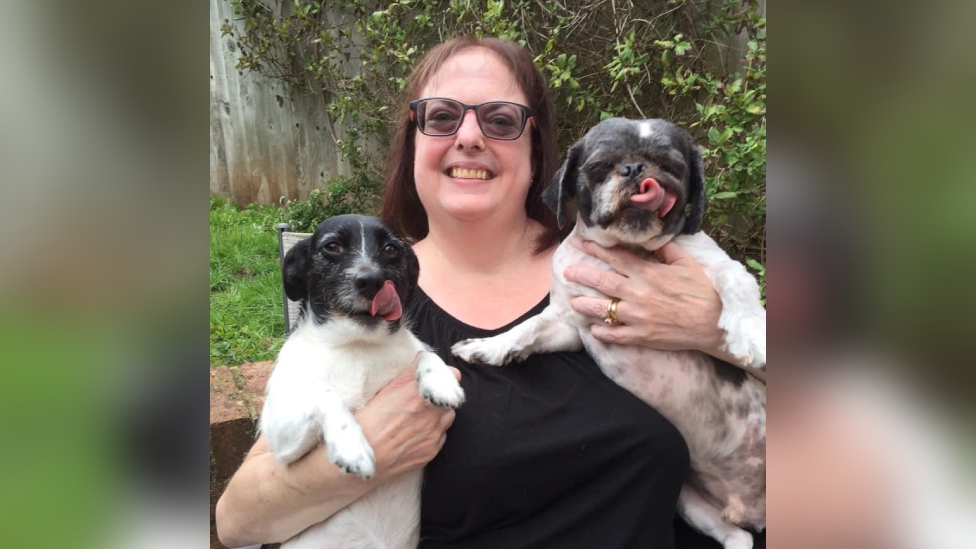 Jane Warner with dogs Titch (l) and Charlie