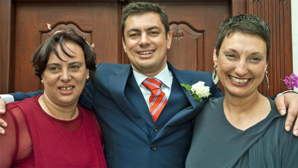 Bernadette, Nathan and Shereen at Nathan's wedding