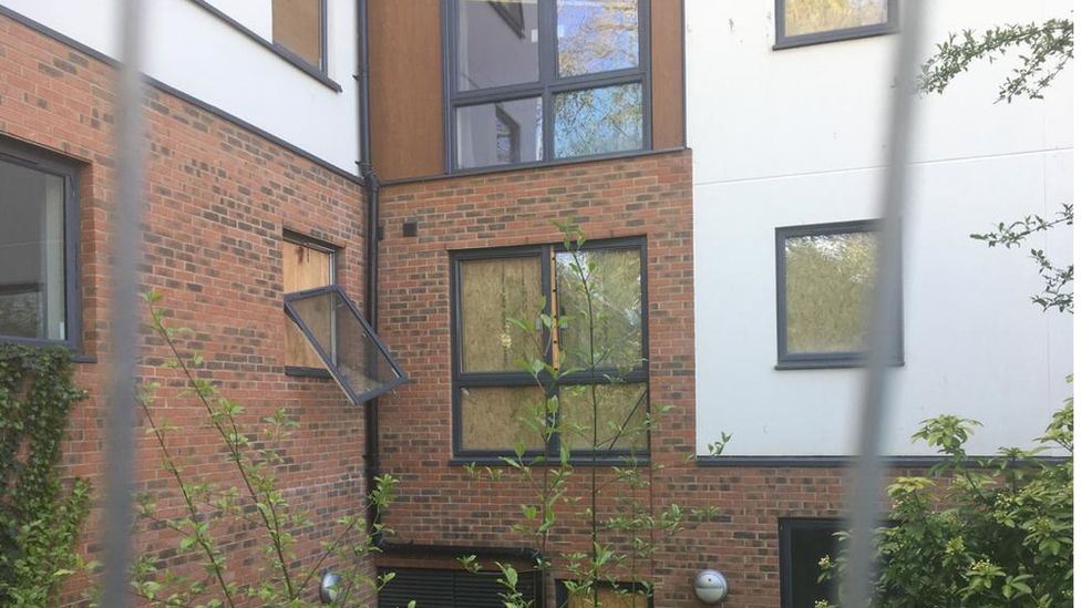 Window hanging off at student halls