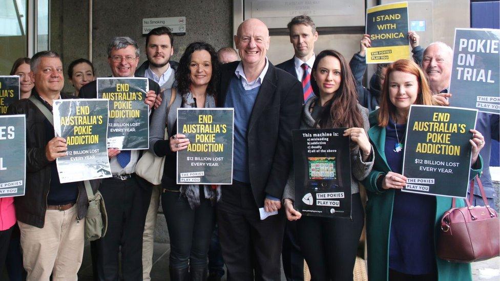 Tim Costello, centre, is a high-profile anti-gambling campaigner