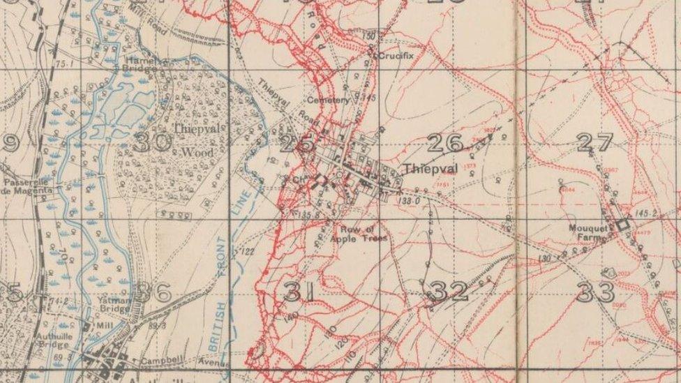 A British map of part of the front line