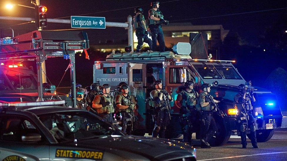 armed police in Ferguson