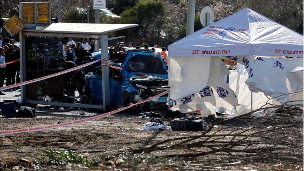 Scene of ramming attack in Jerusalem (10/02/23)