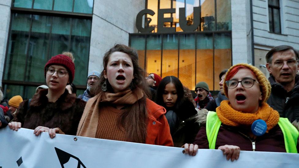 Budapest university protest