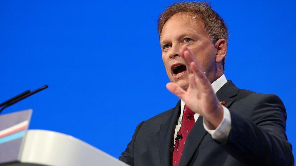 Defence Secretary Grant Shapps talking at the Conservative party conference