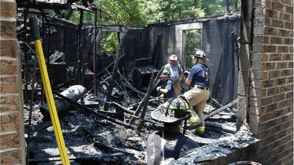 Police on Sunday discovered a home engulfed in flames