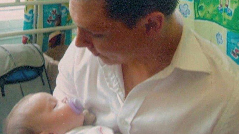 Ben Butler with Ellie when she was a newborn