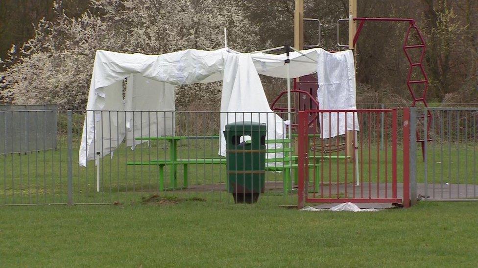 Crime scene at park in Harold Hill