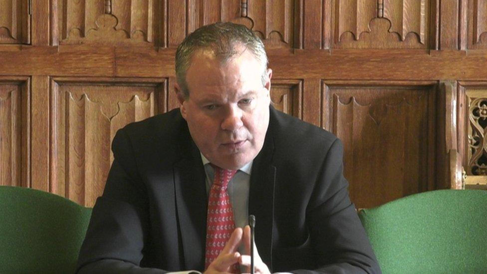 Conor Burns at the Northern Ireland Affairs Committee at Westminster on Tuesday