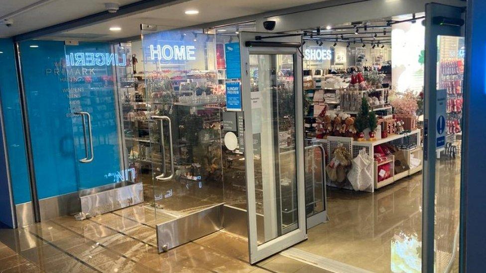 Inside a flooded store