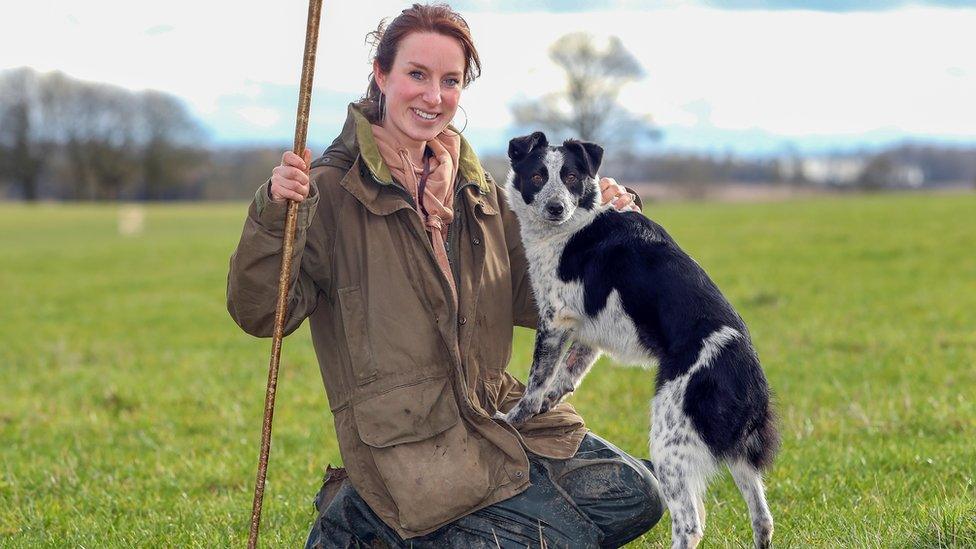 Emma Gray and Megan the sheepdog