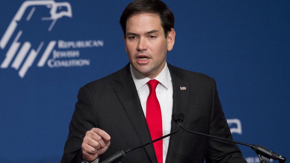 Republican Presidential hopeful Marco Rubio of Florida speaks during the 2016 Republican Jewish Coalition Presidential Candidates Forum in Washington, DC, December 3, 2015