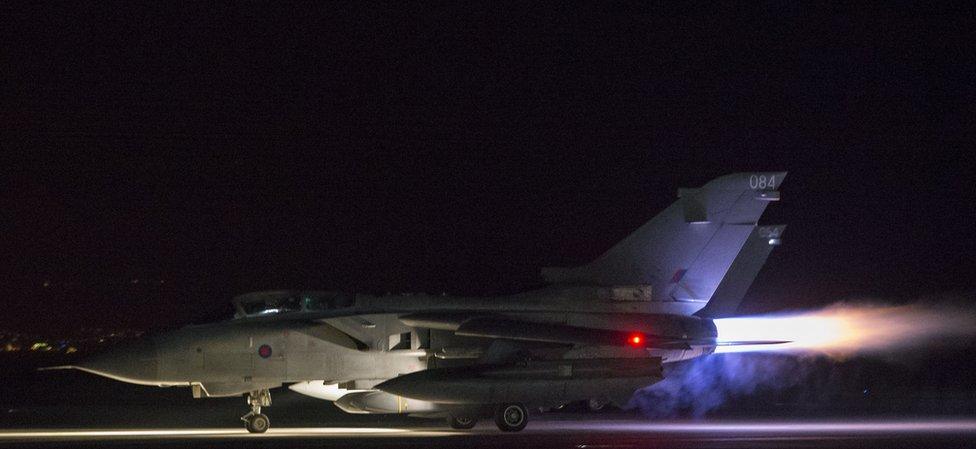 Ministry of Defence handout photo of a RAF Tornados taking-off on a sortie at RAF Akrotiri to conduct strikes in support of Operations over the Middle East.