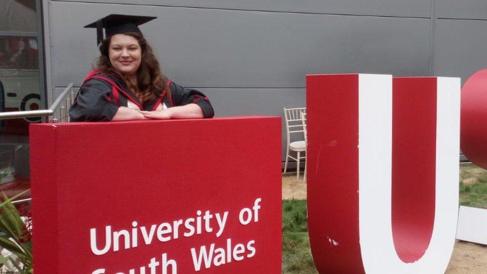 Lucy Childs outside University of South Wales