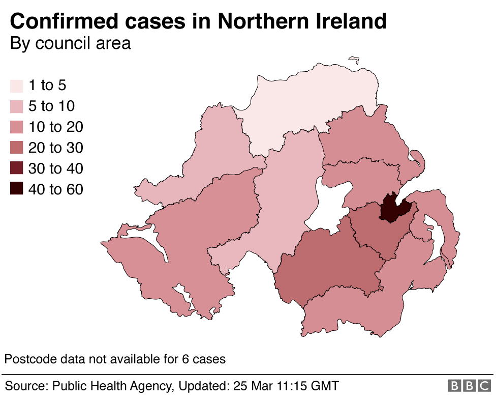 Coronavirus in NI map