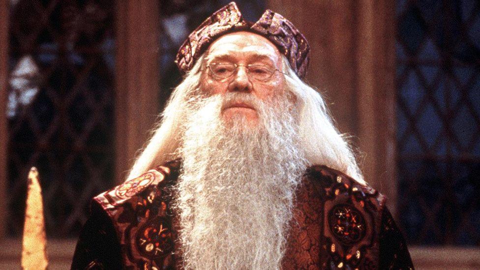 Richard Harris as Dumbledore in one of the Harry Potter films