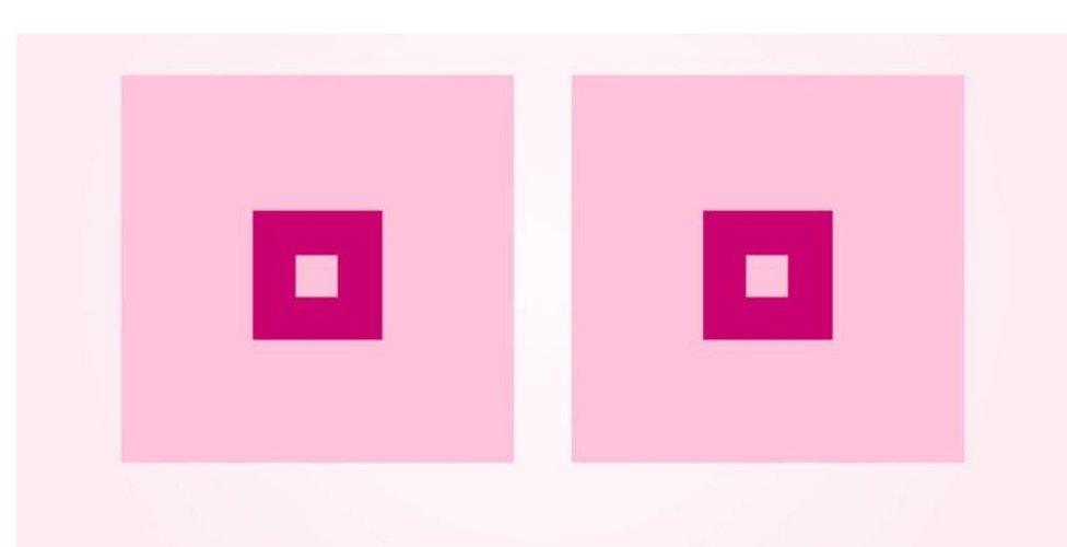 Screen grab from open letter from Cancerfonden to Facebook with two pink squares representing women breasts