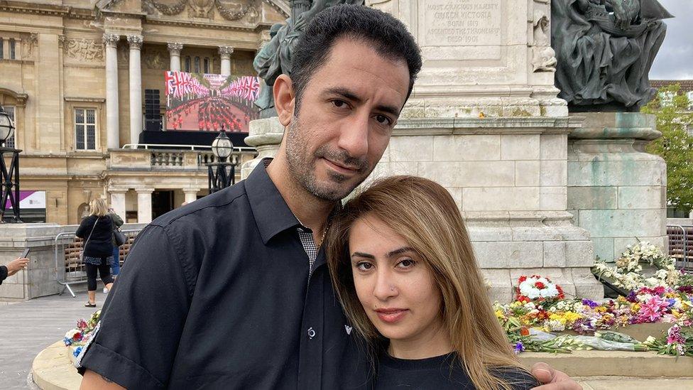 Hassan Nazary, 40, with his wife Ehteramalsadat Faghih