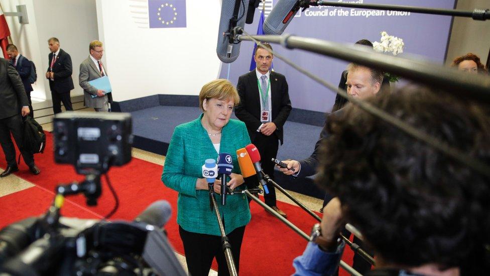 Angela Merkel speaks after talks