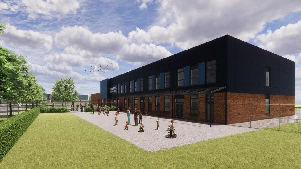 Artist's impression of an outside play area at one of the proposed new schools