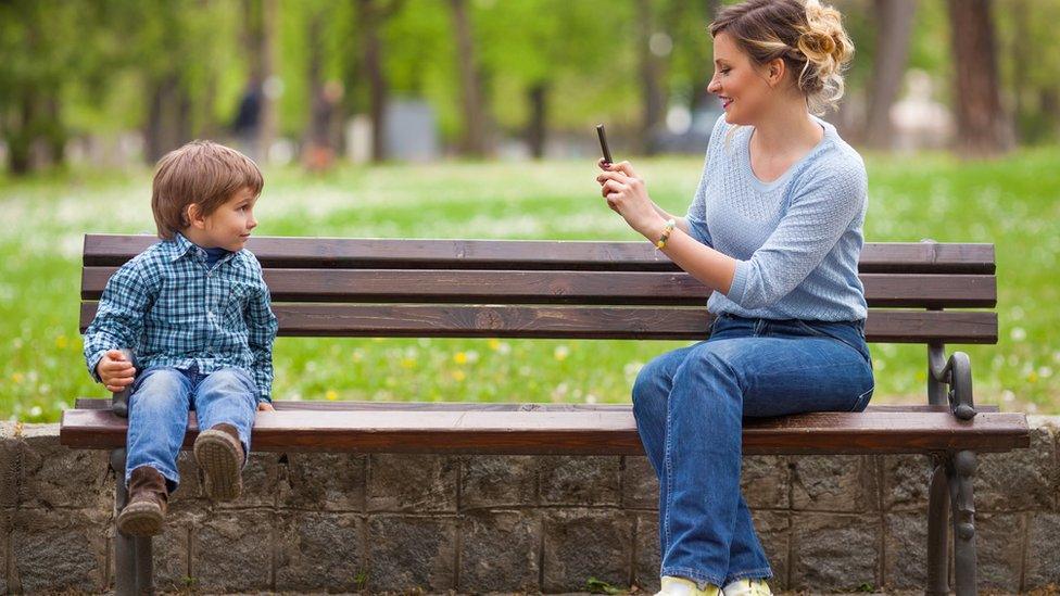 family on a bench