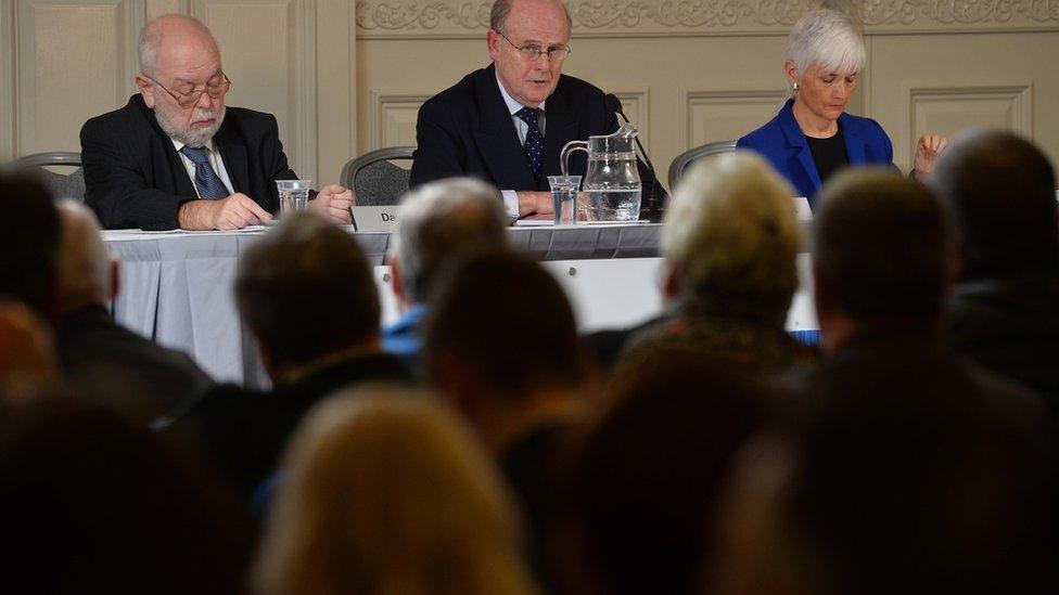 The HIA Inquiry was chaired by Sir Anthony Hart (centre)