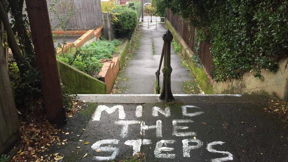 Steep steps along The Loke