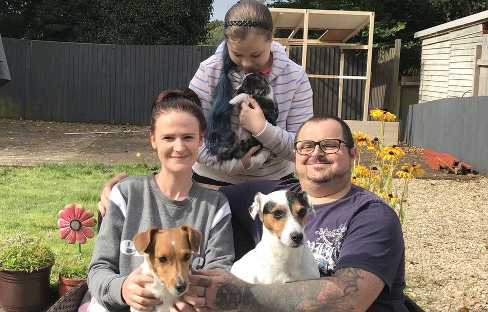 Sarah Hillier, her partner Gavin, daughter Michaela and dogs Ariel and Fifi